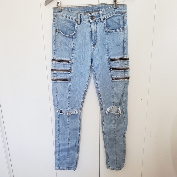 Carmar Alonso skinny stretch jeans zipper thigh distressed - Picture 3 of 11